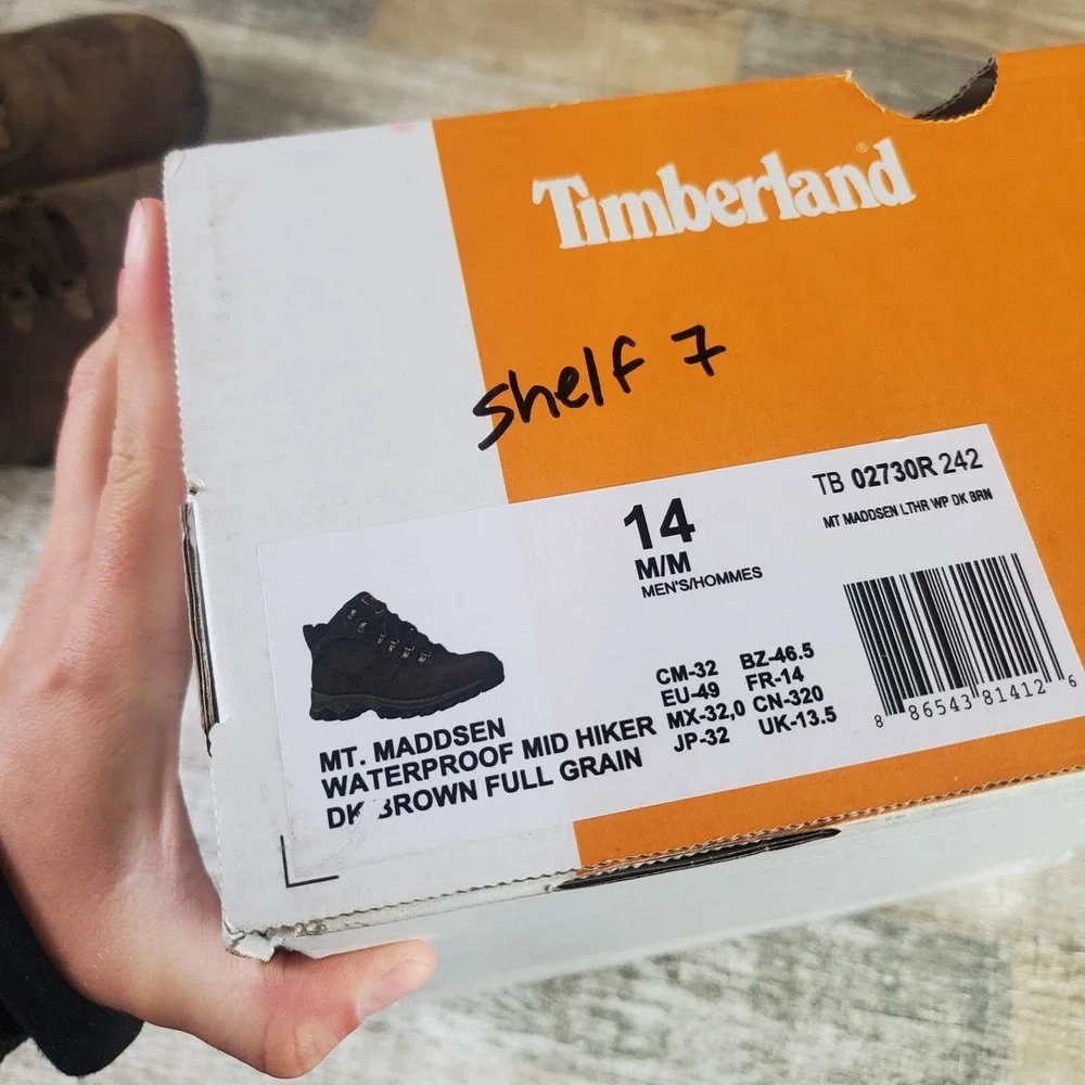 Timberland Mt. Maddsen Hiking Boots Mens Sz 14 Dark Brown Waterproof Mid Hiker